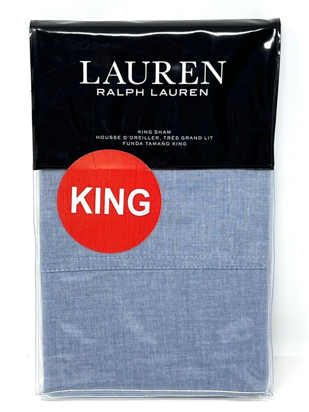 Ralph Lauren Graydon Melange KING Pillow Sham CHAMBRAY Light Blue